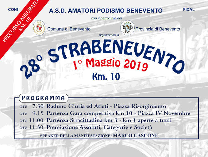 “XXVIII Strabenevento”, divieto di sosta in diversi punti della città