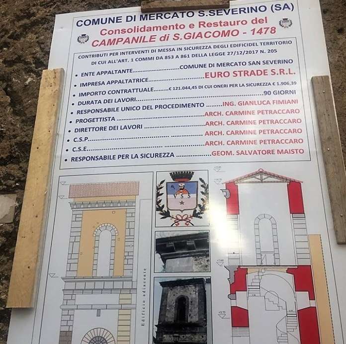 Mercato San Severino lavori chiesa