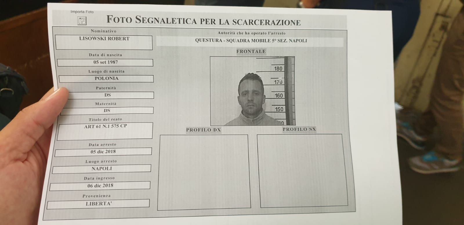 detenuto fuggito da poggioreale