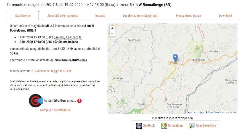 Terremoto Buonalbergo