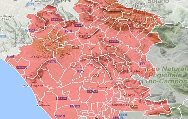provincia di caserta mappa