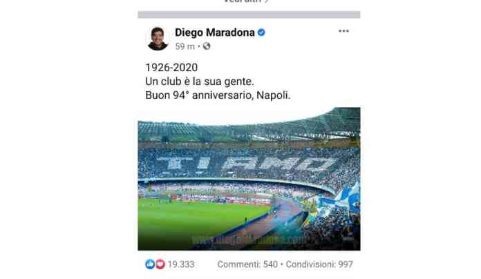 messaggio maradone tagliato