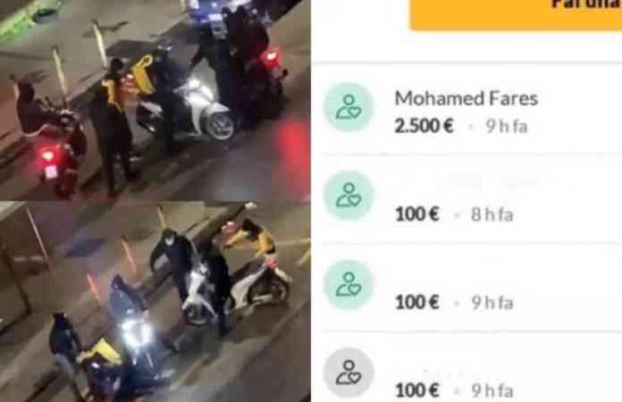 rider aggredito raccolta fondi
