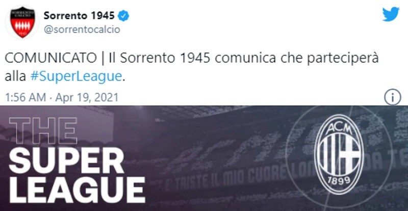 sorrento tweet superlega