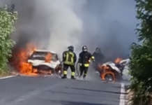 Incidente stradale nel Casertano, auto in fiamme: cinque feriti, coinvolti tre bambini