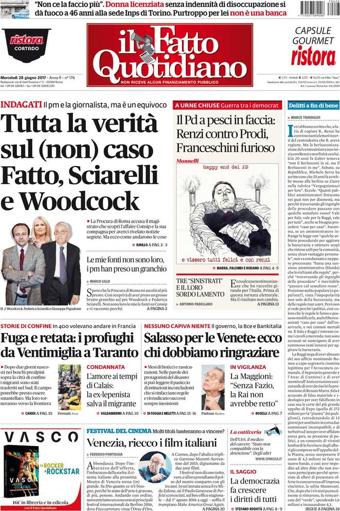 Rassegna Stampa Del 28 Giugno Woodcock Sotto Inchiesta Lo Strappo Di 