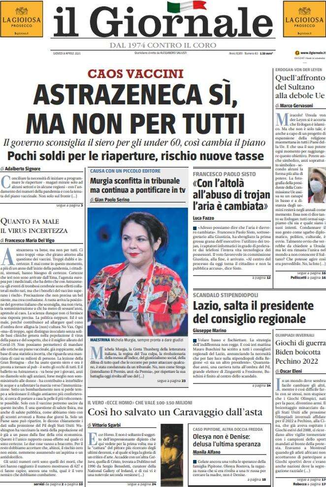 Rassegna stampa di giovedì 8 aprile: sfoglia le prime ...