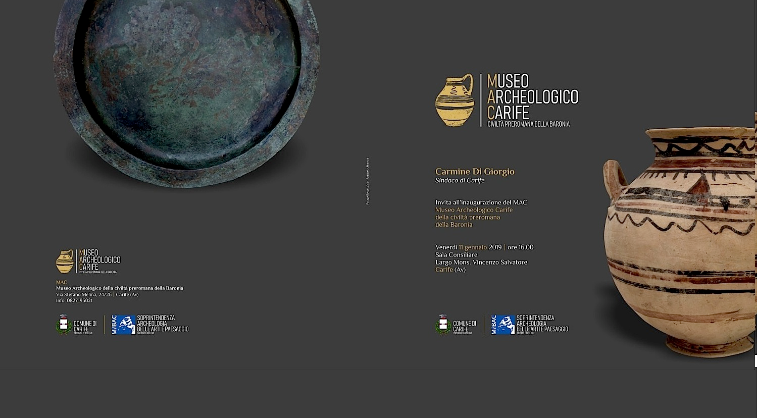 Domani l’inaugurazione del Museo Archeologico di Carife Domani l’inaugurazione del Museo Archeologico di Carife
