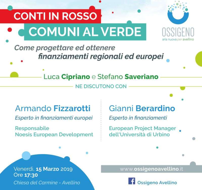 “Conti in Rosso. Comuni al verde”, il 15 marzo l’incontro promosso dall’associazione Ossigeno “Conti in Rosso. Comuni al verde”, il 15 marzo l’incontro promosso dall’associazione Ossigeno