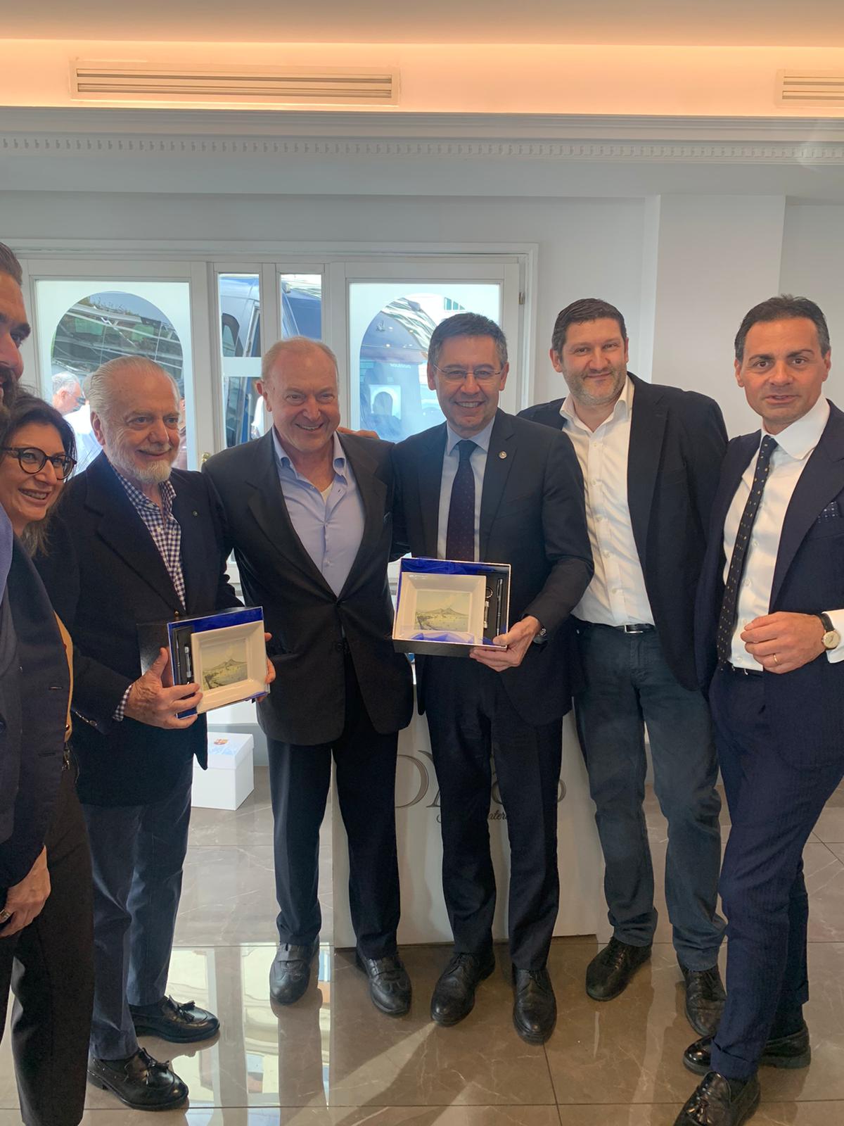 Napoli-Barcellona, terminato il pranzo: l’omaggio di Villa D’Angelo al presidente Bartomeu