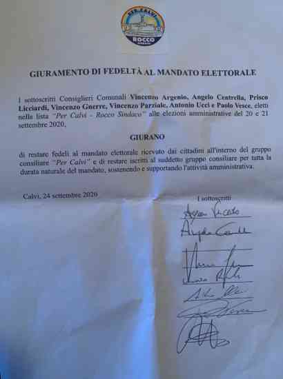 Calvi, i neo consiglieri di maggioranza giurano fedeltà al mandato elettorale Calvi, i neo consiglieri di maggioranza giurano fedeltà al mandato elettorale