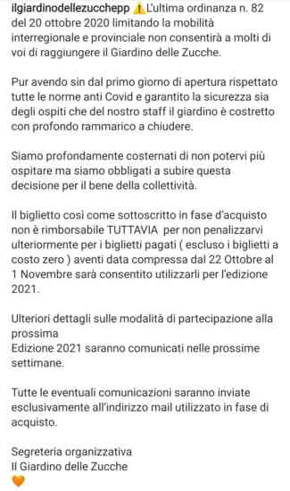 “Evento annullato ma non vi rimborsiamo”: è bufera sul Giardino delle Zucche “Evento annullato ma non vi rimborsiamo”: è bufera sul Giardino delle Zucche