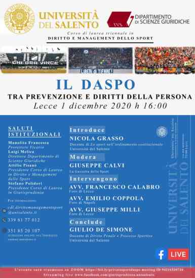 Daspo, professori e legali a confronto: c’è anche l’avvocato Emilio Coppola Daspo, professori e legali a confronto: c’è anche l’avvocato Emilio Coppola