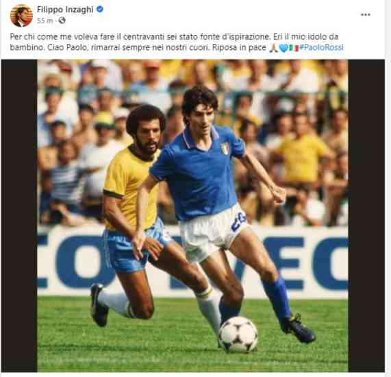 Paolo Rossi | il cordoglio di Inzaghi | "Fonte d'ispirazione" - Vimarsana News