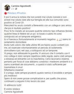San Bartolomeo in Galdo, l’annuncio del sindaco: “Sono positivo al covid” San Bartolomeo in Galdo, l’annuncio del sindaco: “Sono positivo al covid”