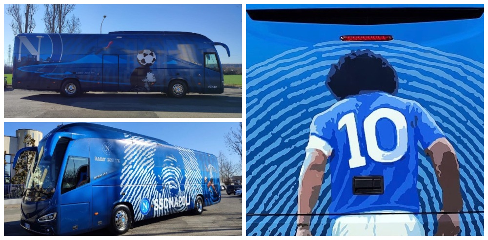 Il Napoli viaggia con "Diego", presentato il nuovo pullman degli azzurri (FOTO)
