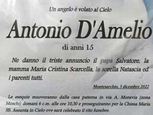 Morto a 15 anni dopo malore, slittano i funerali di Antonio D’Amelio: disposta l’autopsia