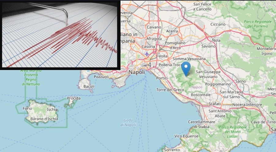 Scossa di magnitudo 3.1 nella zona del Vesuvio