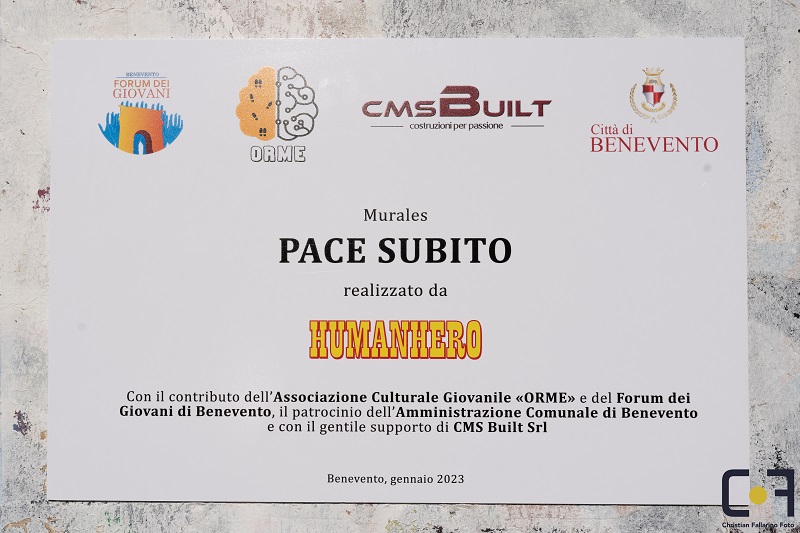 Un Murales come manifesto per la pace: l’opera a Benevento