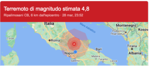 Trema la terra in Molise, terremoto avvertito anche nel Sannio