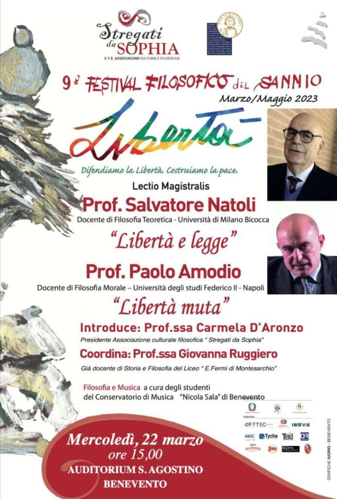 “Stregati da Sophia”, c’è il settimo appuntamento: lectio di Natoli e Amodio “Stregati da Sophia”, c’è il settimo appuntamento: lectio di Natoli e Amodio
