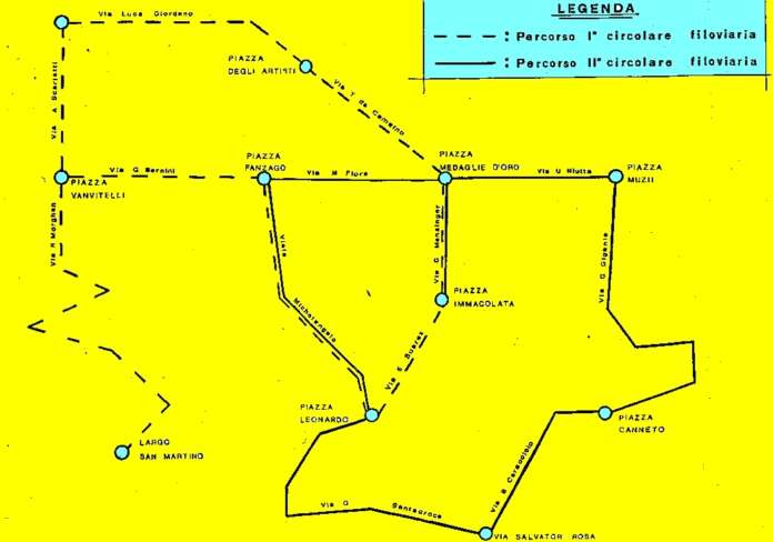 Napoli, percorsi circolari filoviarie