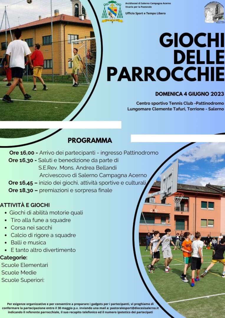Giornata Nazionale dello Sport, organizzati ‘I Giochi delle Parrocchie 2023’ Giornata Nazionale dello Sport, organizzati ‘I Giochi delle Parrocchie 2023’