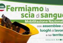 Morti e infortuni sul lavoro: anche la Cisl in campo