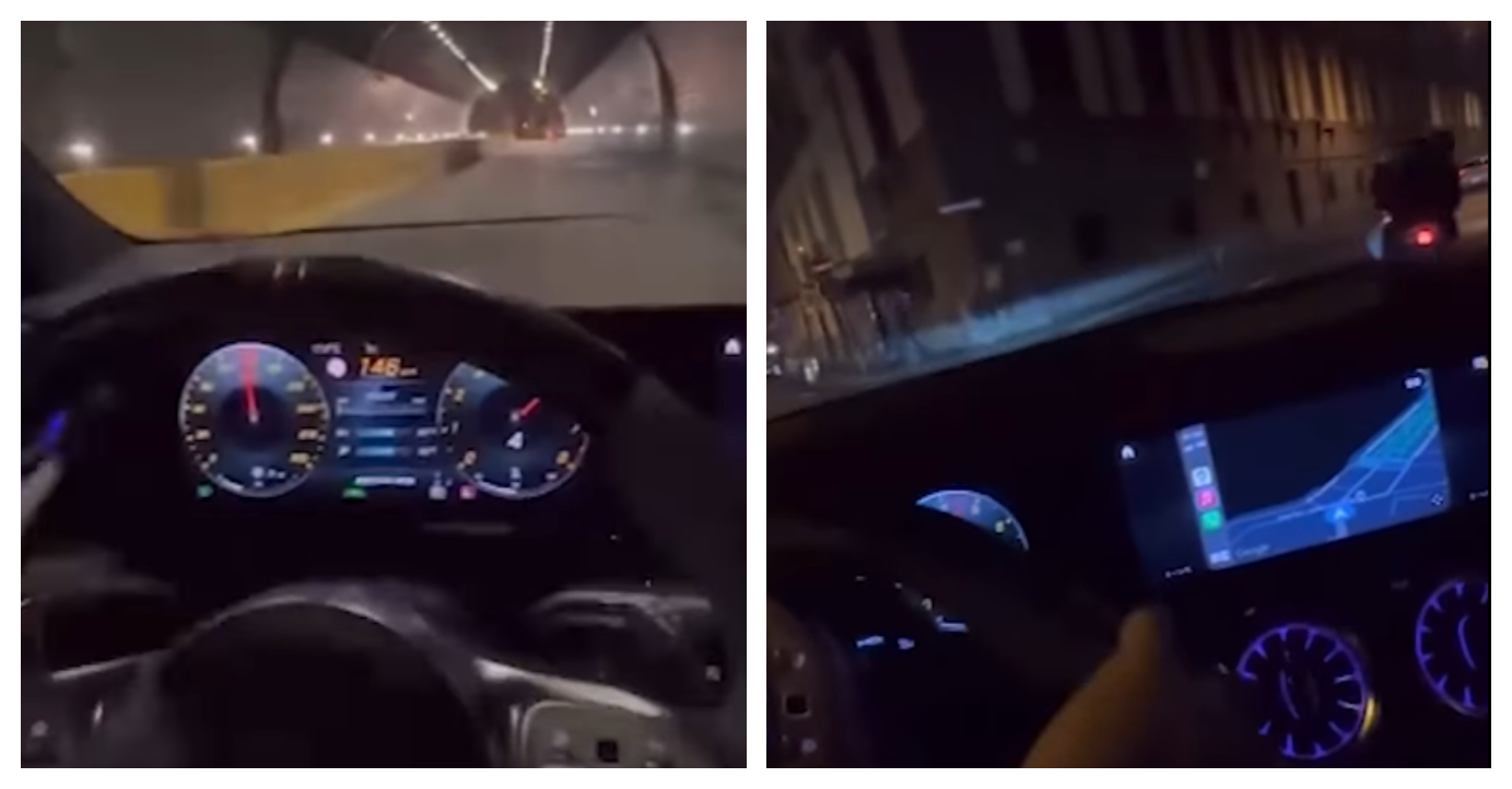 In auto a quasi 200 all’ora posta il video sui social