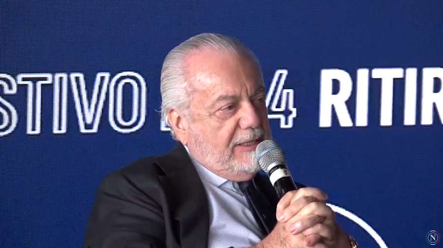 VIDEO/ De Laurentiis sul mercato e l’allenatore: “Ne parliamo a fine mese”