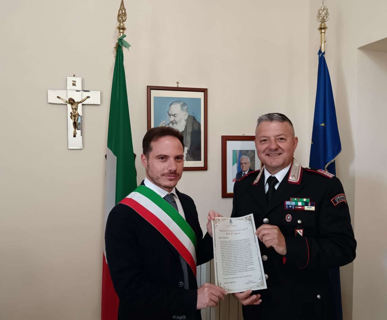 Pietrelcina, l’encomio del sindaco Mazzone al Luogotenente D’Argenio