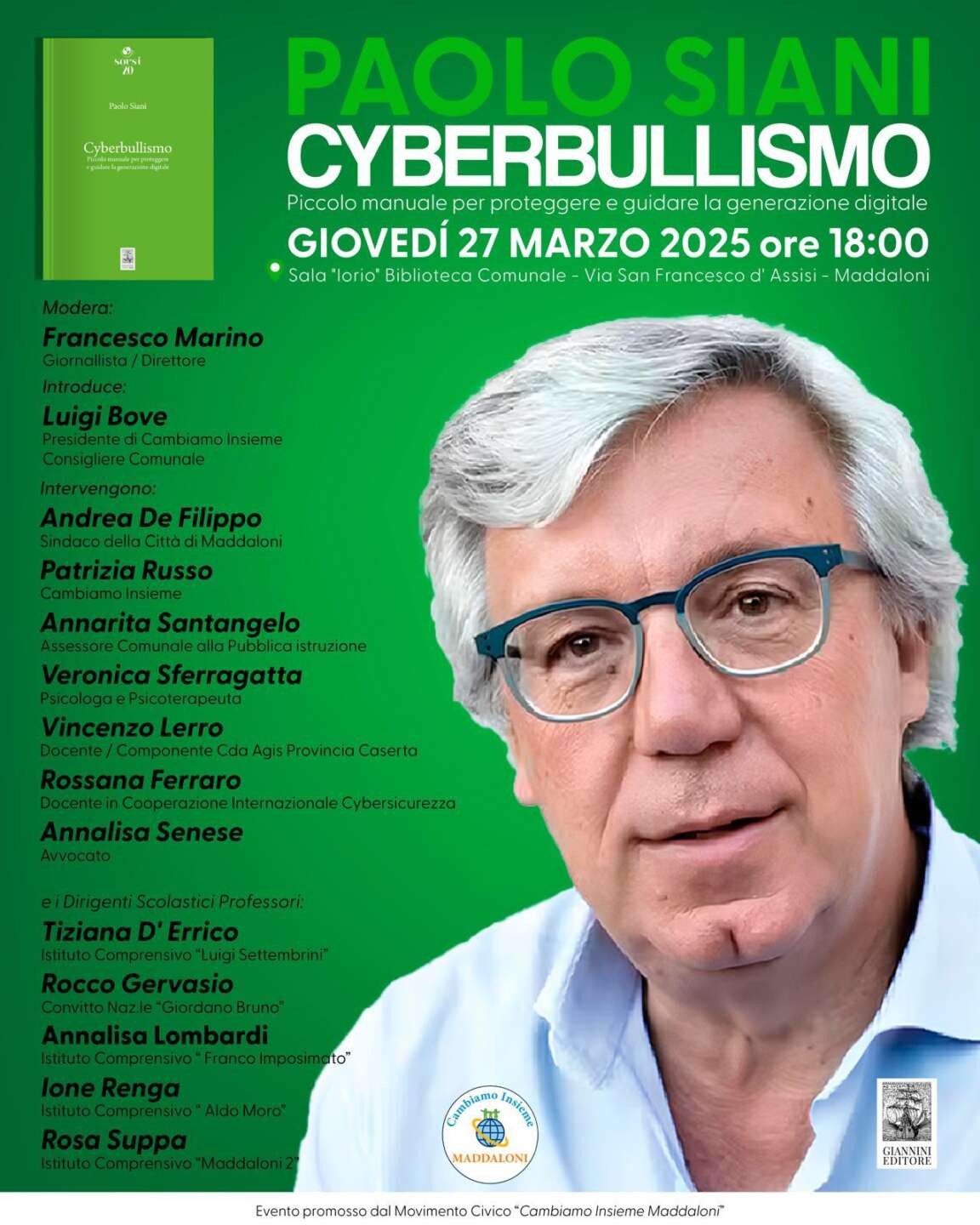 Paolo Siani presenta il libro Cyberbullismo a Maddaloni