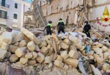 Crollo palazzina di Bari: a supporto Vigili del Fuoco di Avellino