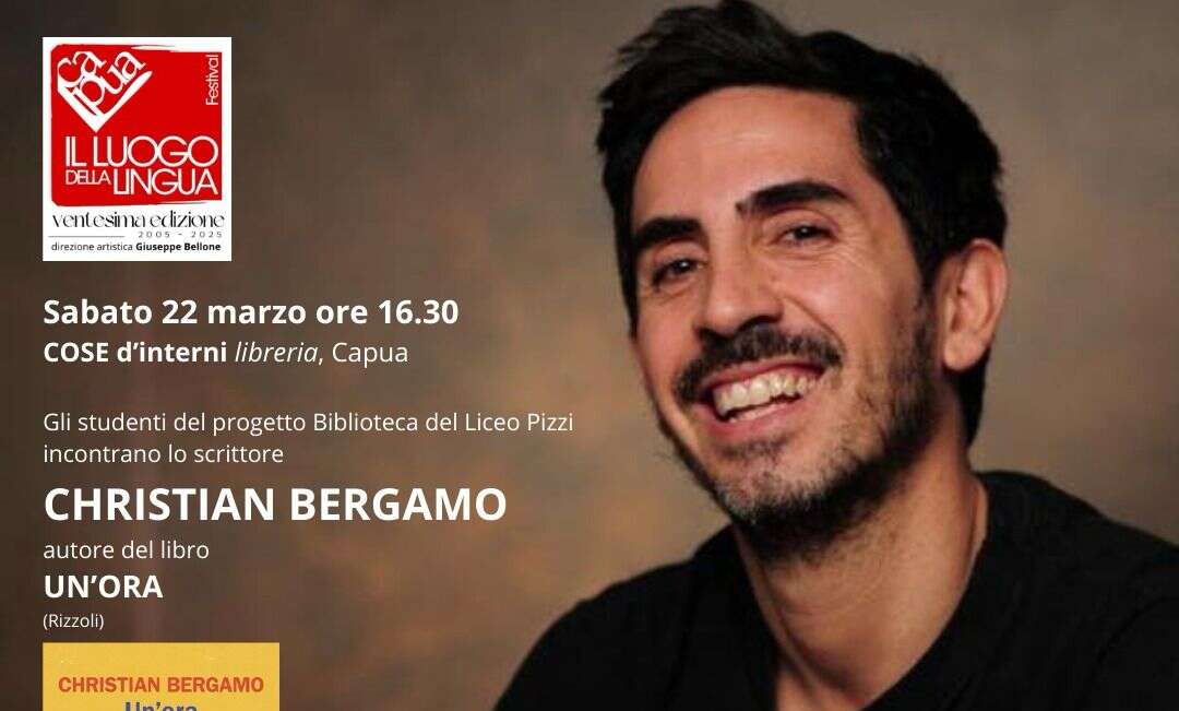 Christian Bergano presenta il suo libro “Un’ora” con gli studenti del Liceo Pizzi di Capua Christian Bergano presenta il suo libro “Un’ora” con gli studenti del Liceo Pizzi di Capua