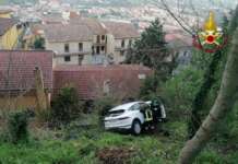 Auto sbanda e finisce tra le sterpaglie: paura per padre e figlio