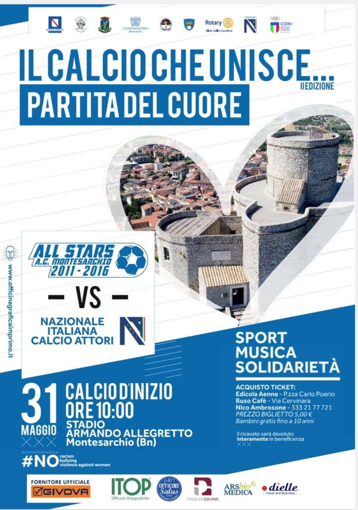 ‘il calcio che unisce tutto pronto per la partita benefica di montesarchio da Anteprima24.it ‘il calcio che unisce tutto pronto per la partita benefica di montesarchio