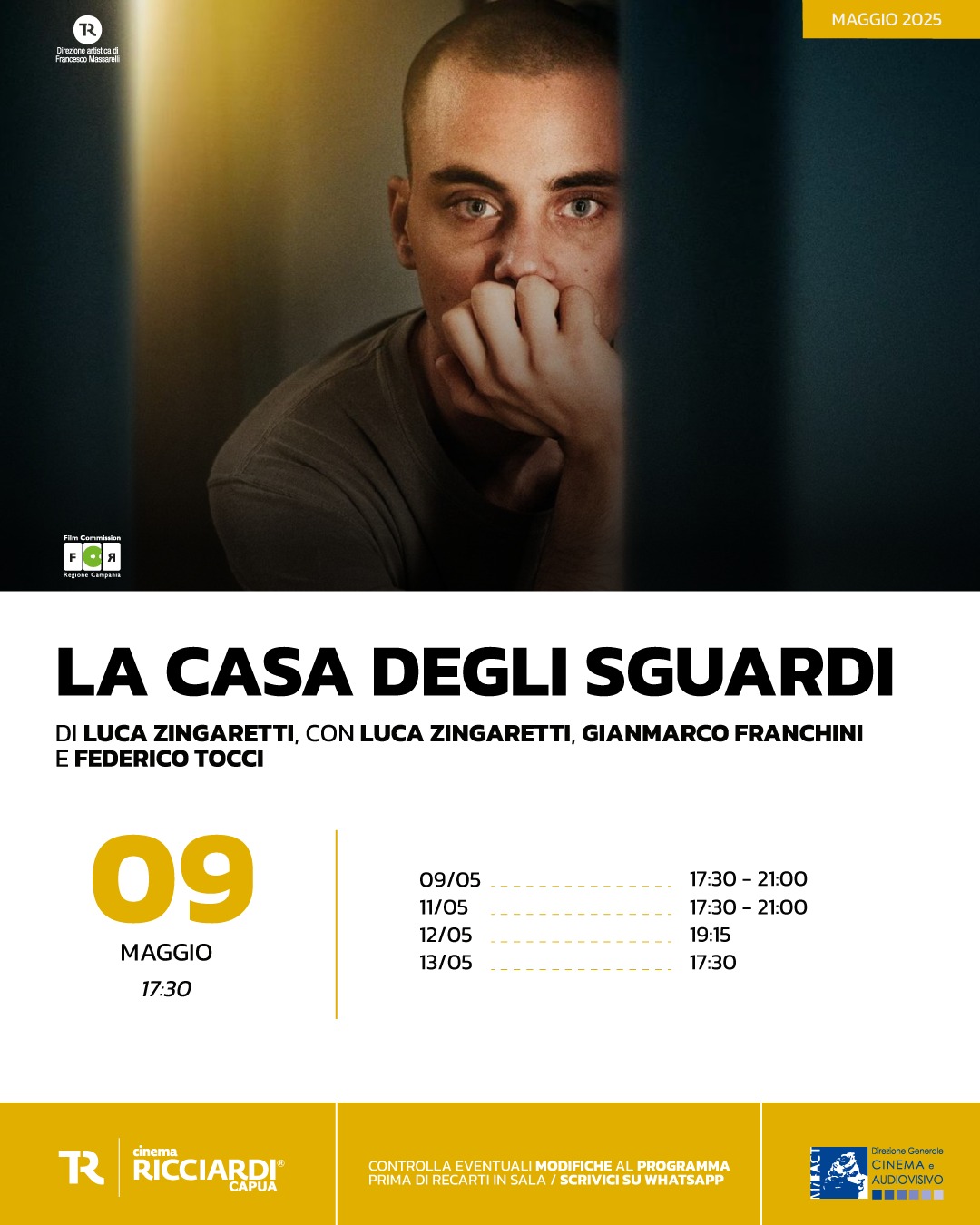 Al Teatro Ricciardi di Capua “La Casa degli Sguardi”. Programmazione dal 9 maggio Al Teatro Ricciardi di Capua “La Casa degli Sguardi”. Programmazione dal 9 maggio