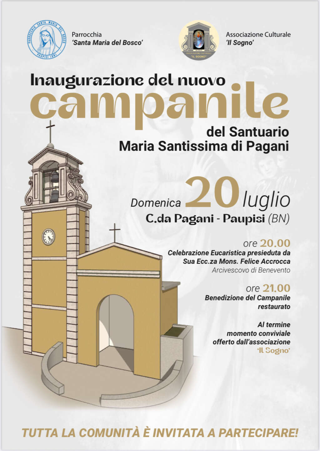 Campanile del Santuario Maria SS. di Pagani, oggi è il grande giorno