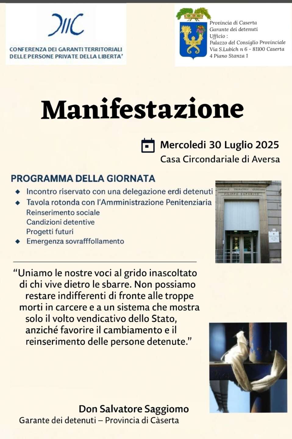 carcere di aversa giornata di ascolto confronto e impegno per il futuro del sistema penitenziario