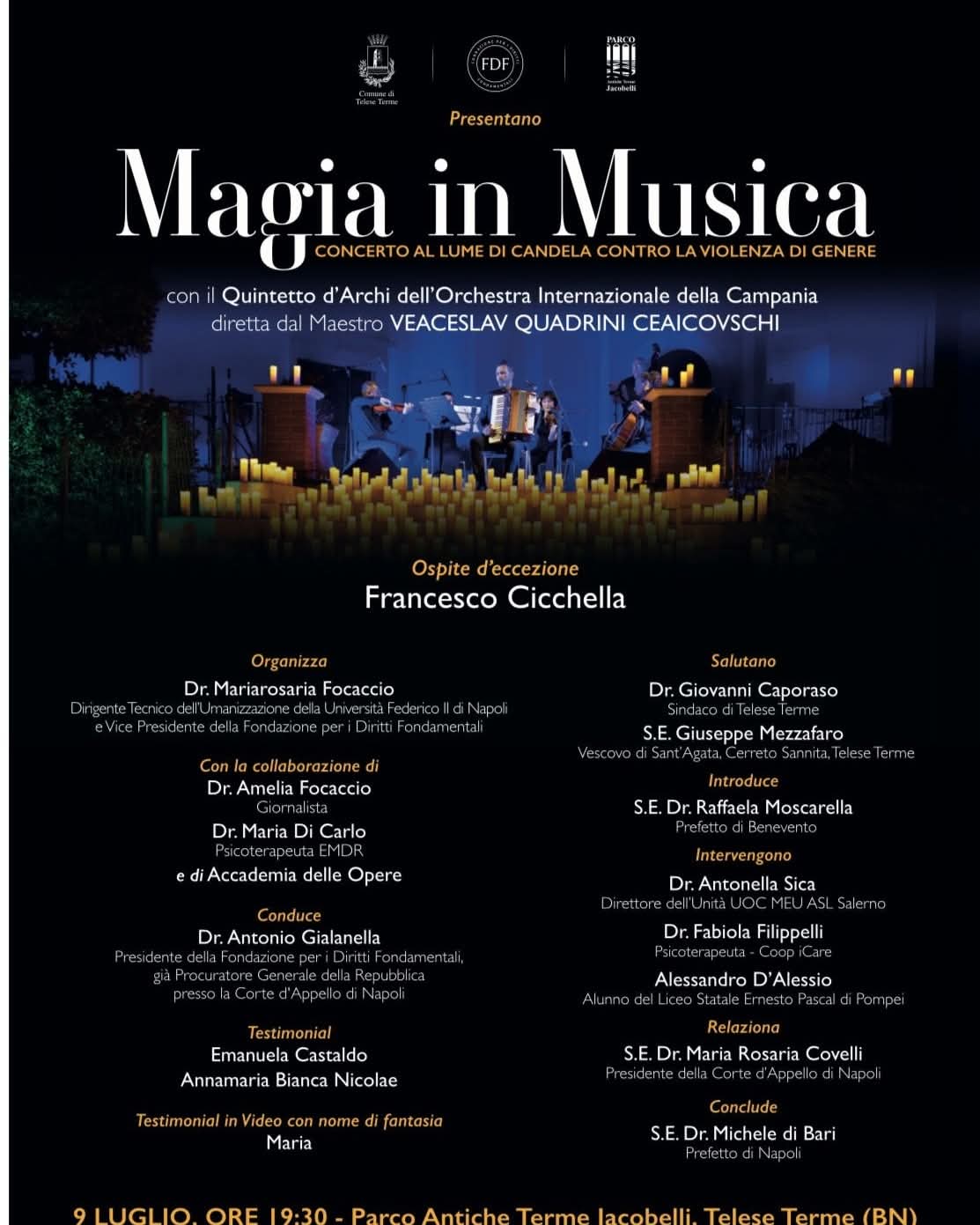 “Magia in Musica”: riflessioni autorevoli e un concerto al lume di candela contro la violenza di genere “Magia in Musica”: riflessioni autorevoli e un concerto al lume di candela contro la violenza di genere