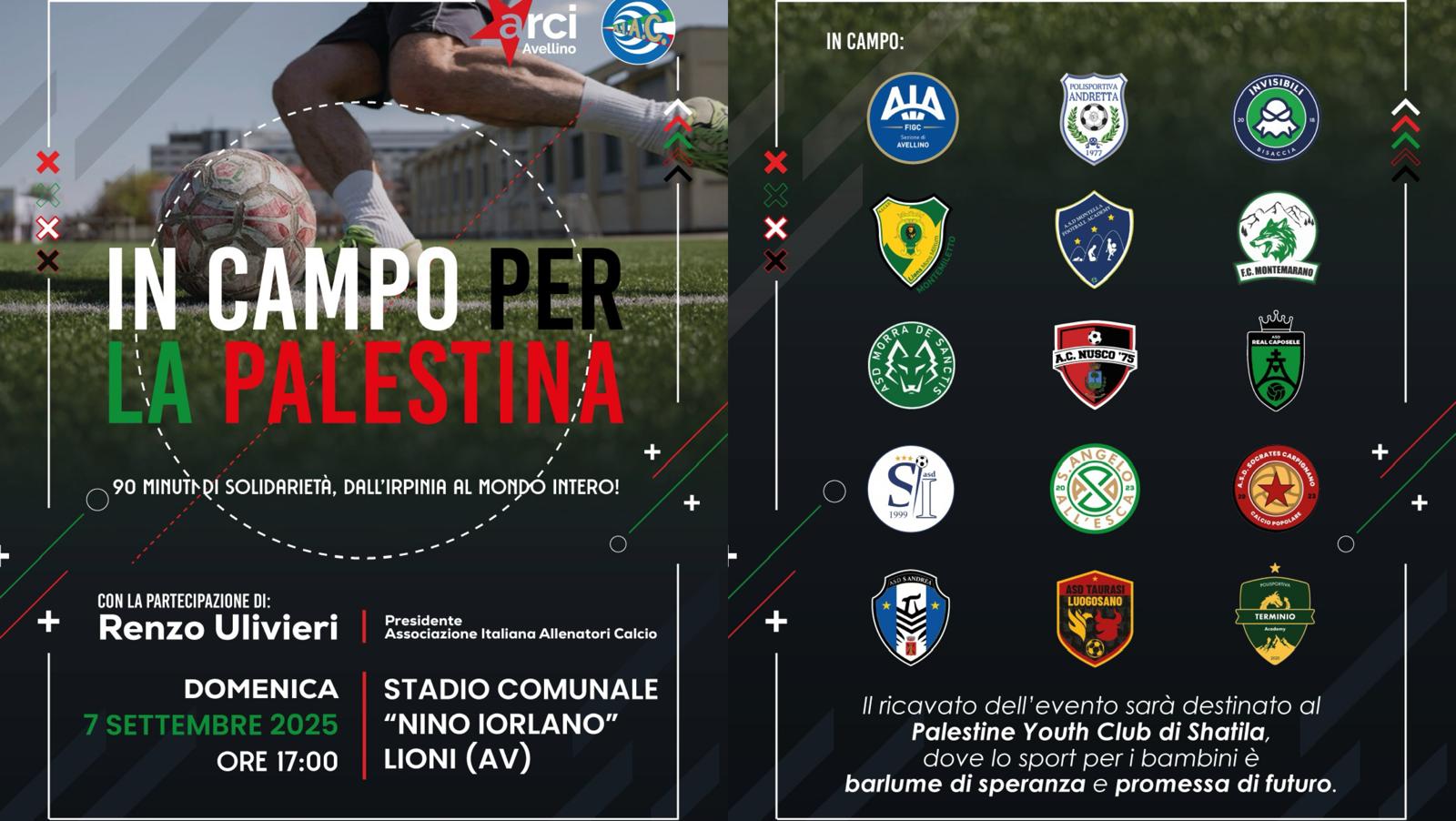 Un gol per la pace: l’Irpinia scende in campo per Gaza Un gol per la pace: l’Irpinia scende in campo per Gaza