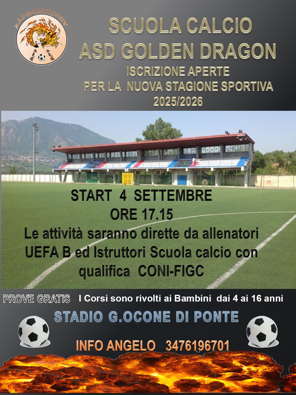 Asd Golden Dragon, al via i corsi di scuola calcio Asd Golden Dragon, al via i corsi di scuola calcio