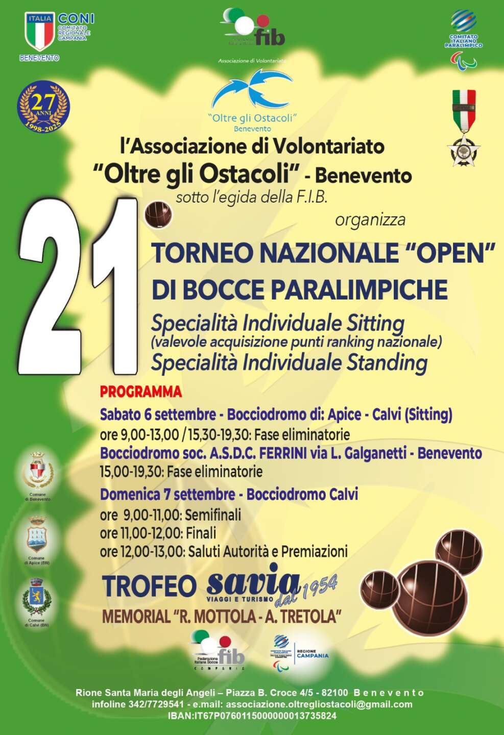 Sport e inclusione, torna a Benevento il 21° Torneo Nazionale “Open” di Bocce Paralimpiche Sport e inclusione, torna a Benevento il 21° Torneo Nazionale “Open” di Bocce Paralimpiche