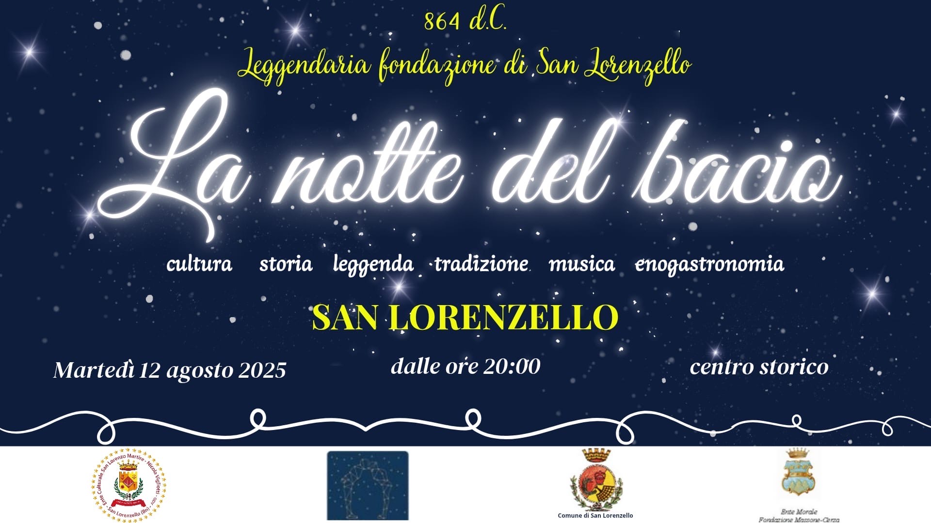 San Lorenzello, il 12 agosto torna la magia della Notte del Bacio