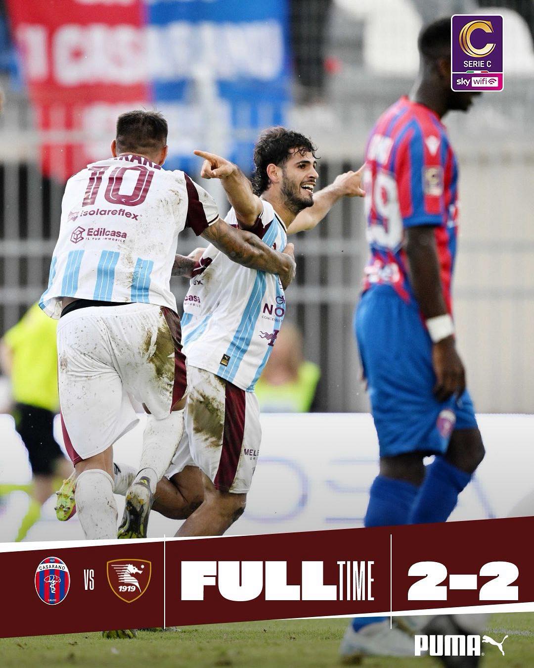 La Salernitana strappa un punto a Casarano all’ultimo minuto