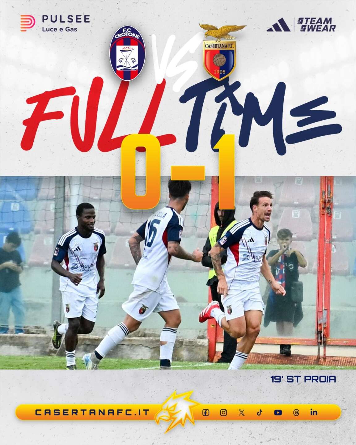 La Casertana vince a Crotone, tra errori e brividi difensivi: 0 1 allo Scida
