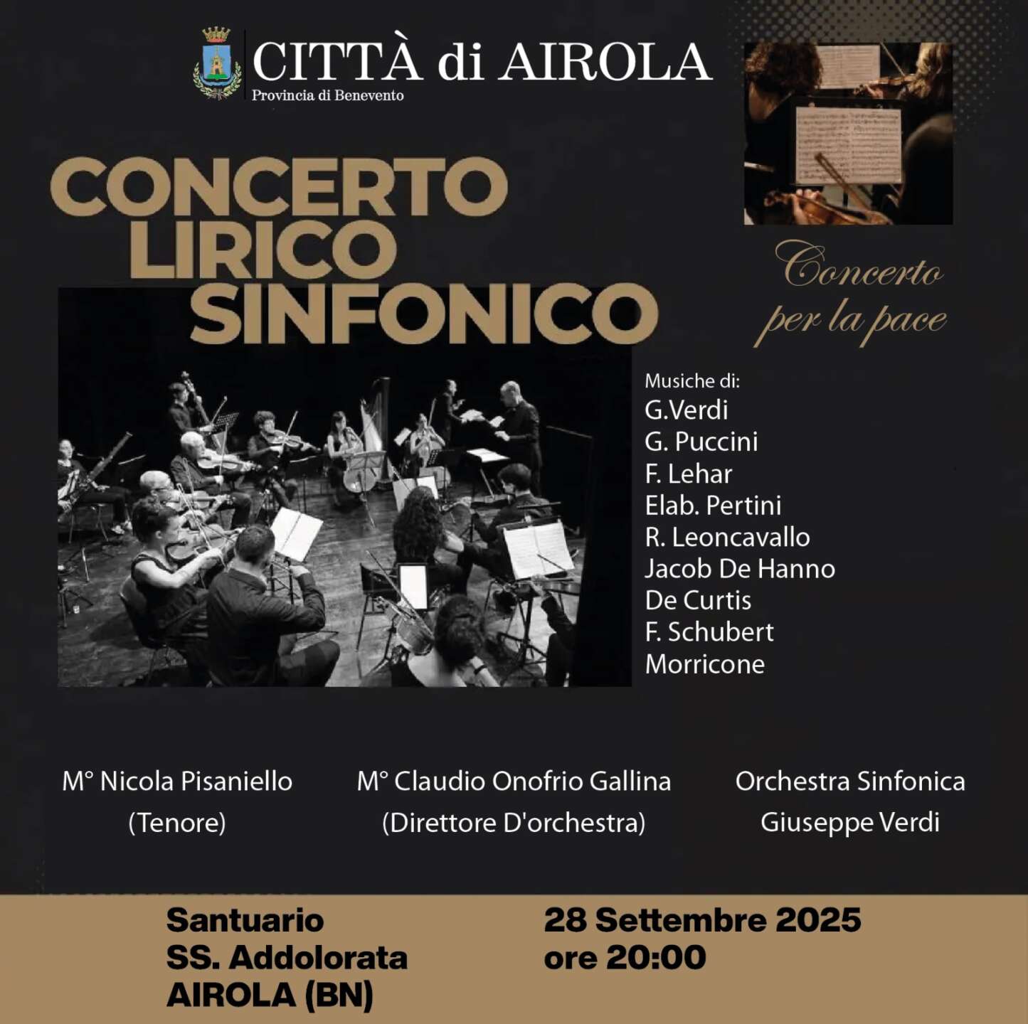 Grande attesa per il concerto della Pace in Airola: protagonista il maestro Pisaniello