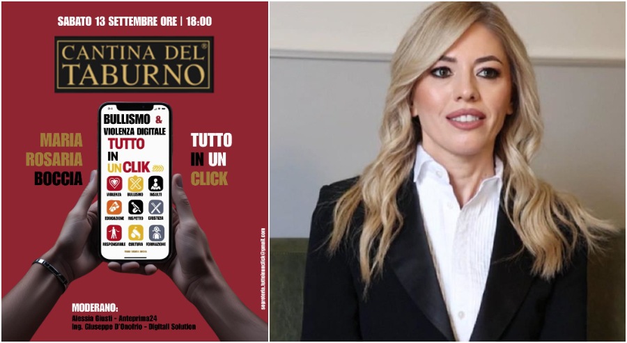 “Bullismo & Violenza Digitale – Tutto in un click”, il tour di Maria Rosaria Boccia arriva nel Sannio “Bullismo & Violenza Digitale – Tutto in un click”, il tour di Maria Rosaria Boccia arriva nel Sannio