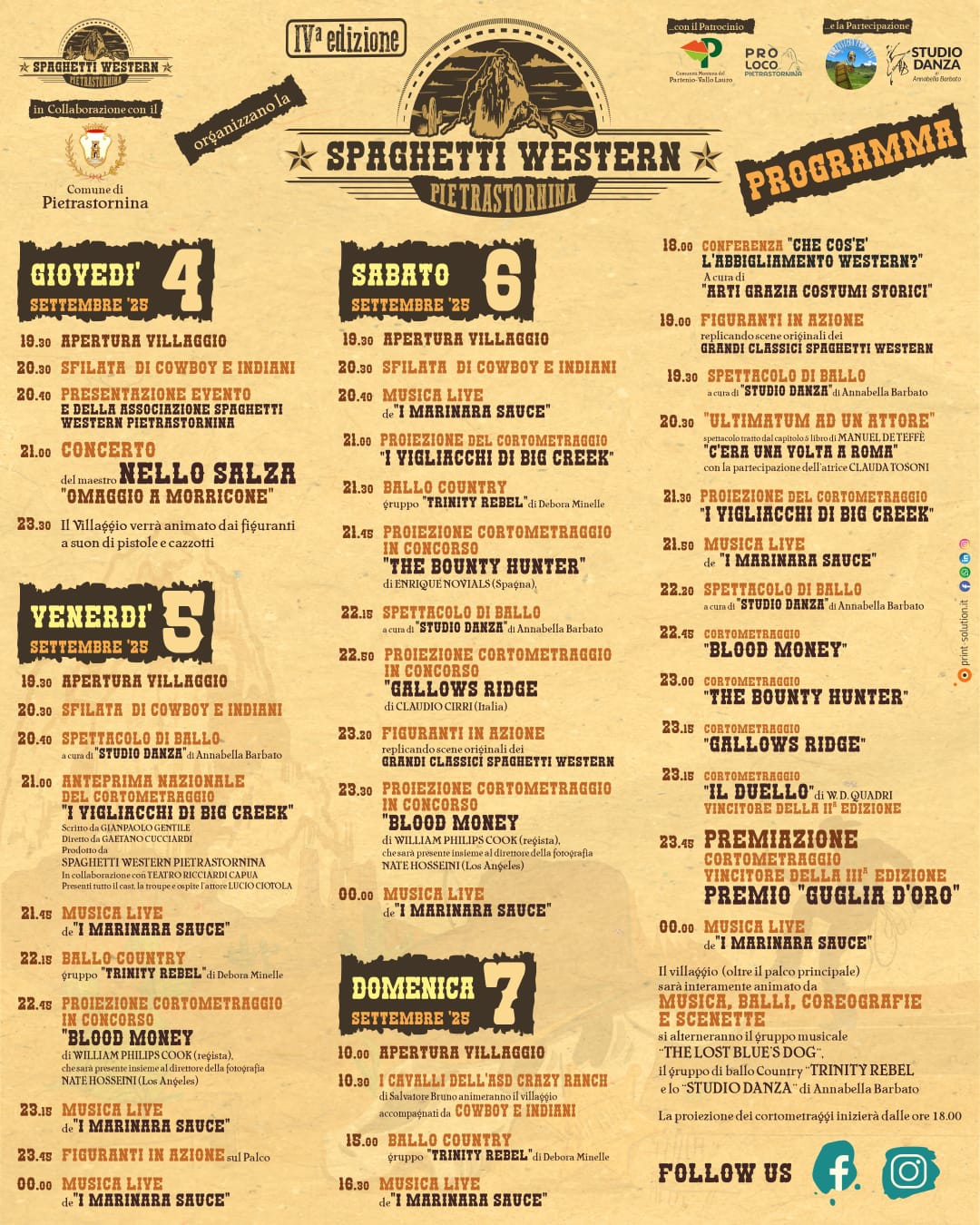 dal 4 al 7 settembre torna lo spaghetti western pietrastornina