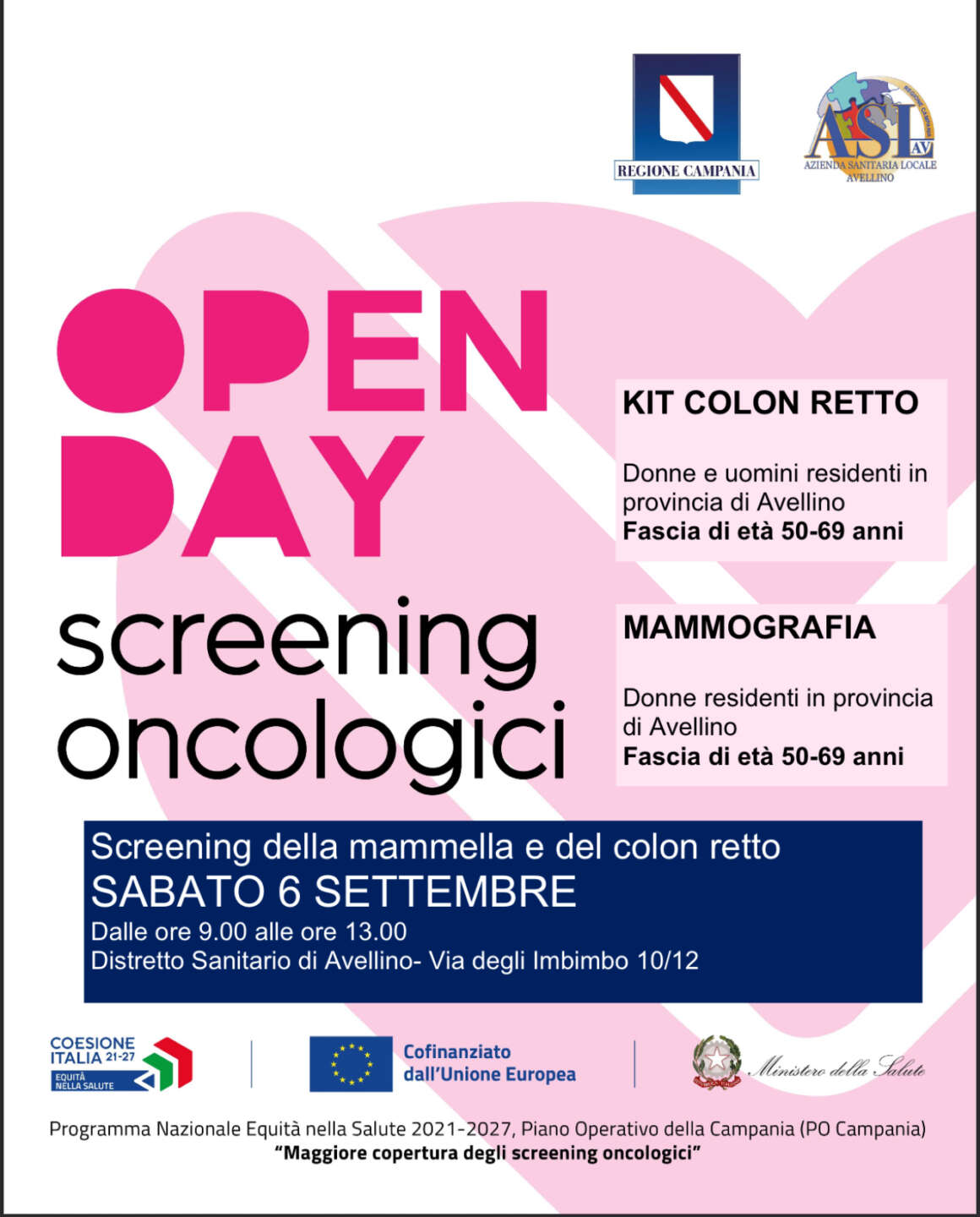 open day screening oncologici appuntamento il 6 settembre ad avellino